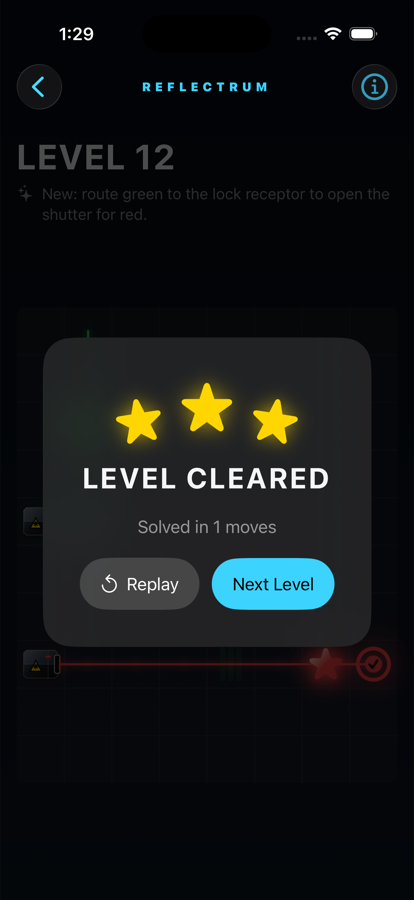 Completed Reflectrum light puzzle
