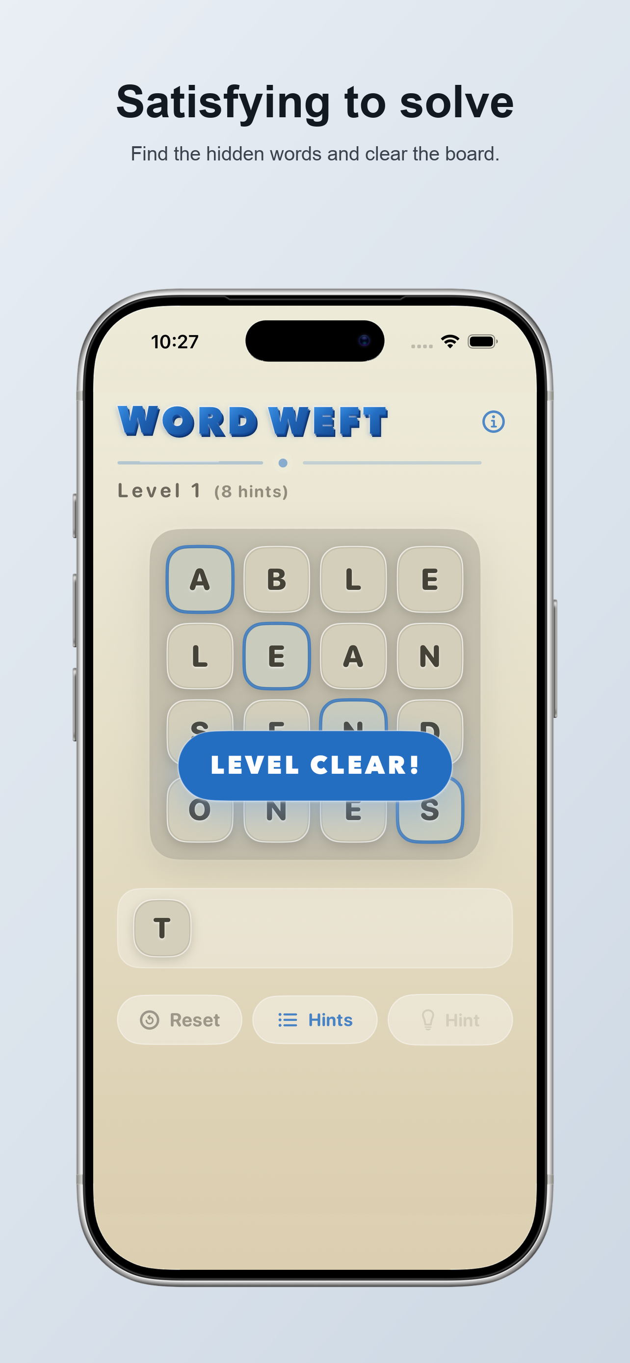 Word Weft level-clear showcase